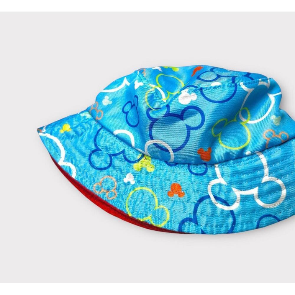 Disney Mickey Mouse Kids Bucket Hat Red Reversable Light Blue Lining Embroidered - Picture 9 of 9